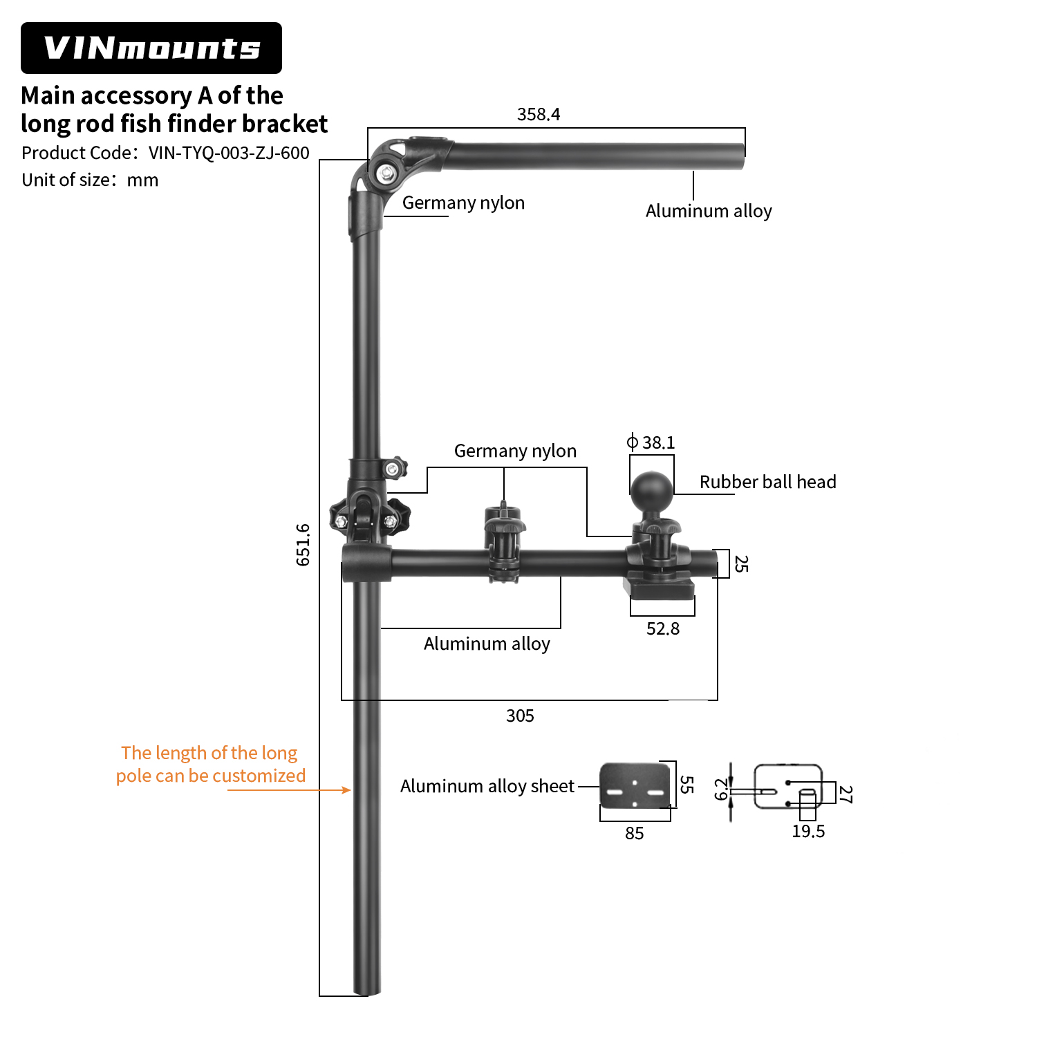 VIN Mounts Universal Sonar Fis - Fishing Kayak Fish Finder Mount recension och pris